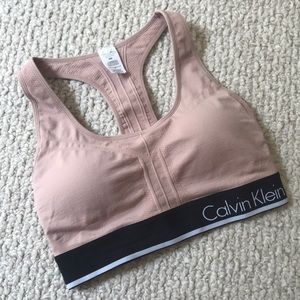 NWOT Calvin Klein Blush Sports Bra